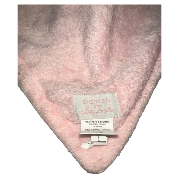 Blankets and Beyond Gray Bear Pink Bird Lovey Plush Blanket Pacifier Paci Holder - Picture 5 of 6